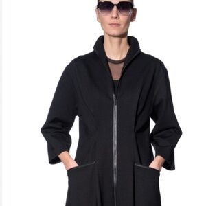 Art Point Coat Dress with Zipper and modern Collar Design